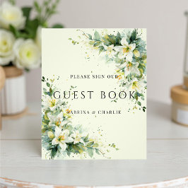 Sage Green Lily Valley Wedding Guest Book Sign Fototryck