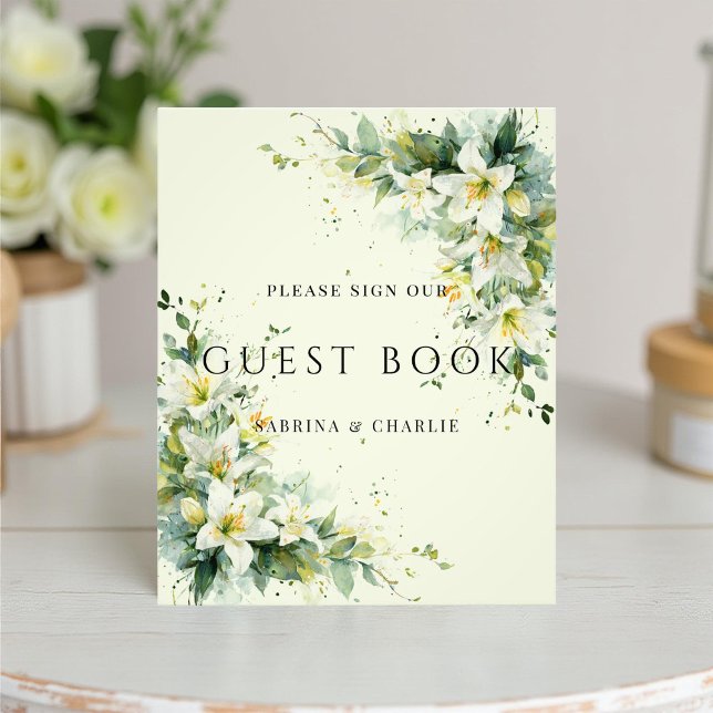 Sage Green Lily Valley Wedding Guest Book Sign Fototryck (Skapare uppladdad)