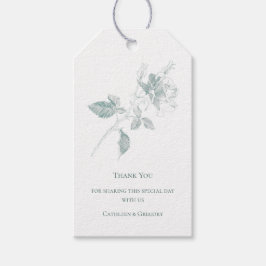 Sage Green Line Art Rose Thank You Wedding Presentetikett
