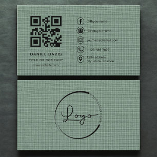 Sage Green Linen Company Logotyp QR-kod Visitkort
