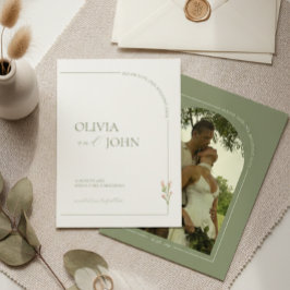Sage Green & Linen Minimalist Save the Date Card Inbjudningar