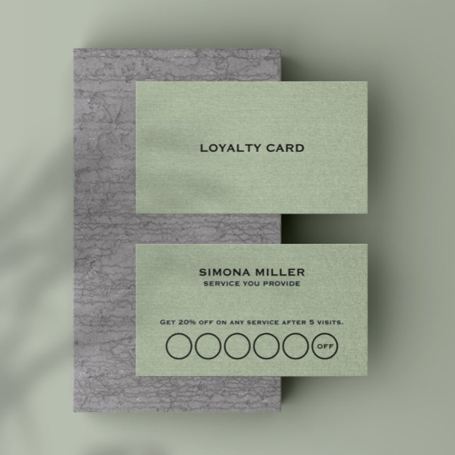 Sage Green Linen Texture Loyalty Card Visitkort (Skapare uppladdad)