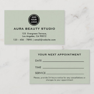 Sage Green Logo Kontakt Affärsmöteskort Tidsbeställning Kort