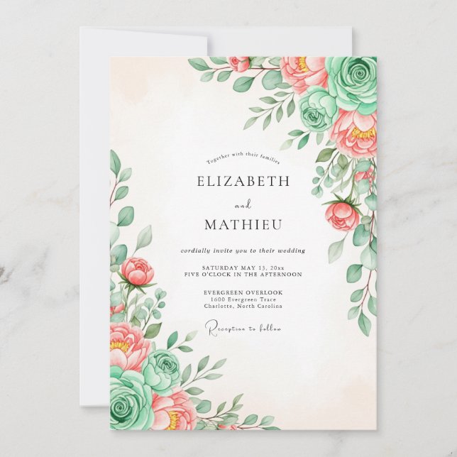 Sage Green Lush Succulent Wedding Inbjudningar (Framsida)