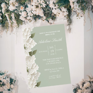 Sage Green Luxury Floral Elegant  Bridal Shower Inbjudningar