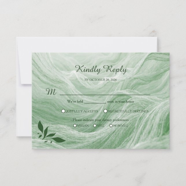Sage Green Marble & Gold Response Card OSA Kort (Framsida)