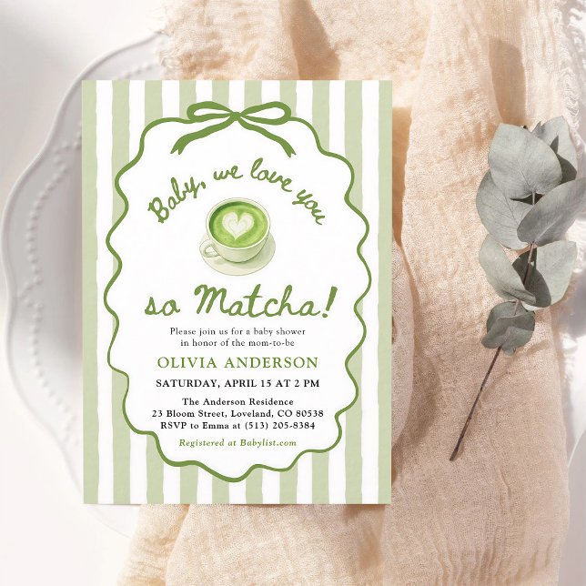 Sage Green Matcha Baby Shower Inbjudningar (Skapare uppladdad)
