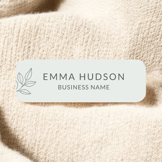 Sage Green Minimalist Botanical Small Business  Namnbricka (Skapare uppladdad)