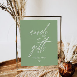 Sage Green Minimalist Kort & Present Skylt