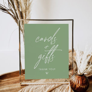 Sage Green Minimalist Kort & Present Skylt