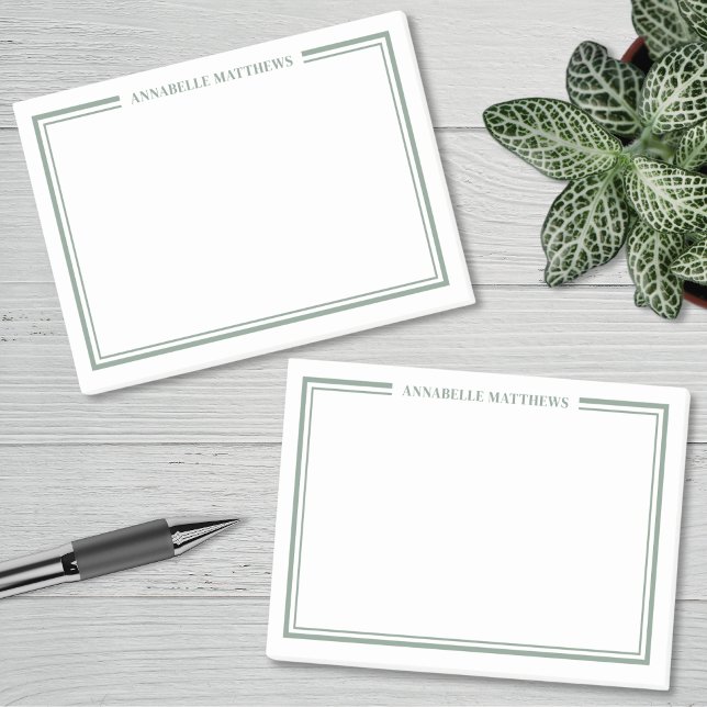 Sage Green Minimalist Monogram Post-it Block (Sage Green Minimalist Monogram Post-it Notes)