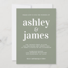 Sage Green Minimalist Wedding Invitation Inbjudningar