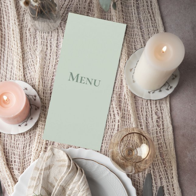 Sage Green Minimalist Wedding Menu Card Meny (Skapare uppladdad)
