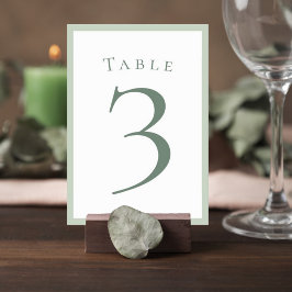 Sage Green Minimalist Wedding Table Number Card Bordsnummer