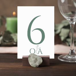 Sage Green Minimalist Wedding Table Number Card Bordsnummer