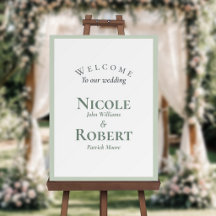 Sage Green Minimalist Wedding Welcome Sign