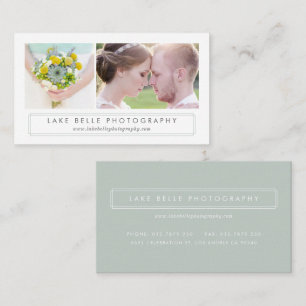 Sage Green Minimalistisk Två-Foto Layout Modern Visitkort