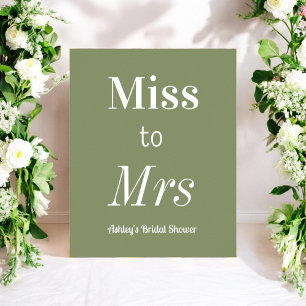 Sage Green Miss to Mrs Bröllopsfestaffisch Poster