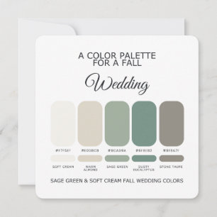 Sage Green Mjuk Crème Höst Bröllop Palett Kort
