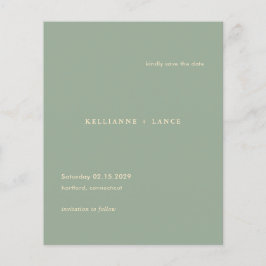 Sage Green Modern Budget Wedding Save the Date Flygblad