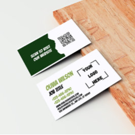 Sage Green Modern Elegant QR Business Card Visitkort