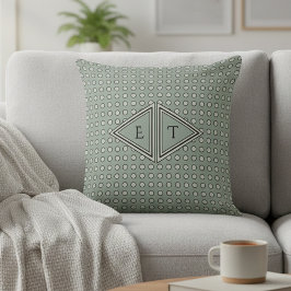 Sage Green Modern Geometric Monogram Kudde