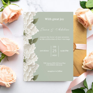 Sage Green Modern Luxury Floral Wedding Inbjudningar