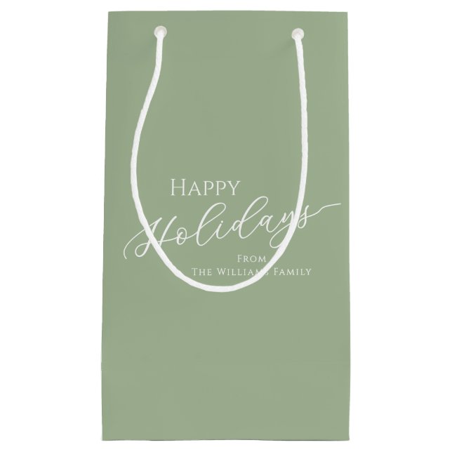 Sage Green Modern Minimalist Happy Holidays (Framsidan)