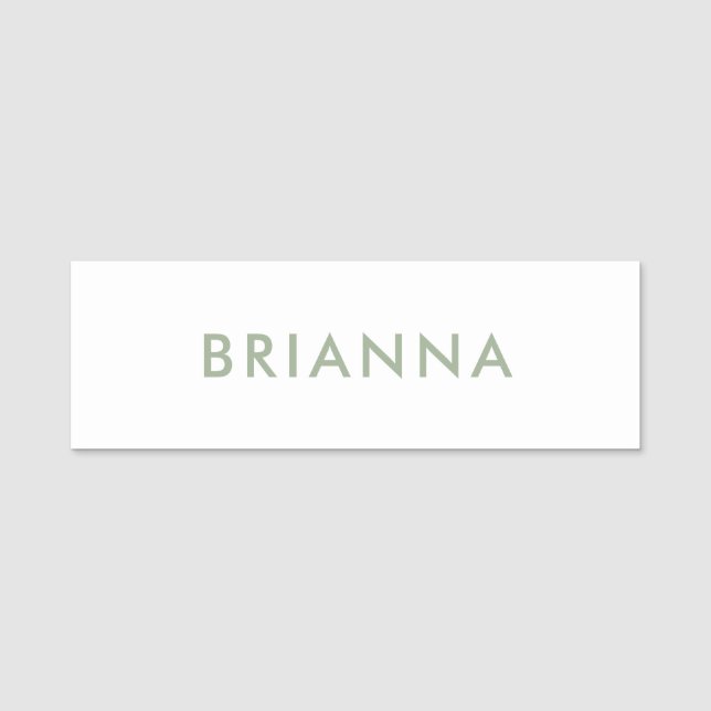 Sage Green Modern Minimalist Script Custom Namnbricka (Framsida)