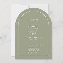 Sage Green Modern Minimalist Script Wedening Inbjudningar