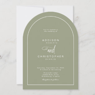 Sage Green Modern Minimalist Script Wedening Inbjudningar