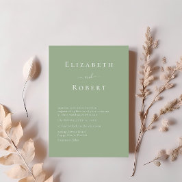 Sage Green Modern Minimalist Script Wedening Inbjudningar
