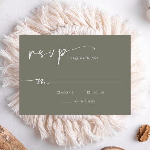 Sage Green Modern Minimalist Script Wedening OSA Kort