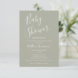 Sage Green Modern Minimalistisk Skrift Barnkalas Inbjudningar
