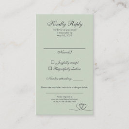 Sage Green Modern Mix and Match Wedding RSVP Card Visitkort