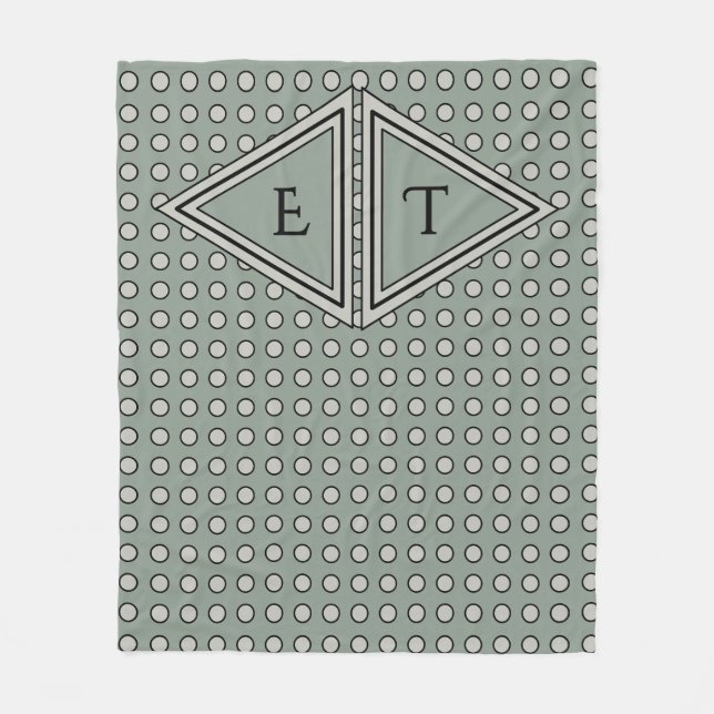 Sage Green Modern Monogram Decor Fleecefilt (Framsidan)