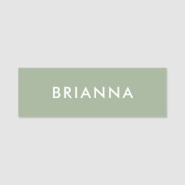 Sage Green Modern Script Custom Employee ID Namnbricka