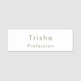 Sage Green Modern Script Custom Employee ID Namnbricka