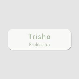Sage Green Modern Script Custom Employee ID Namnbricka