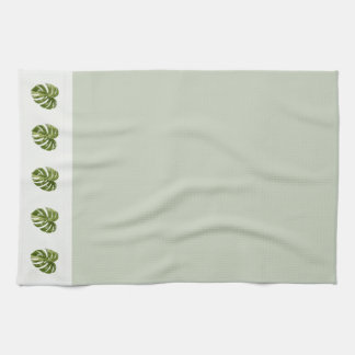 Sage Green Monstera Botanical Decor Minimal Art Kökshandduk