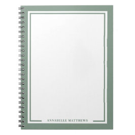 Sage Green Name Monogram Anteckningsbok