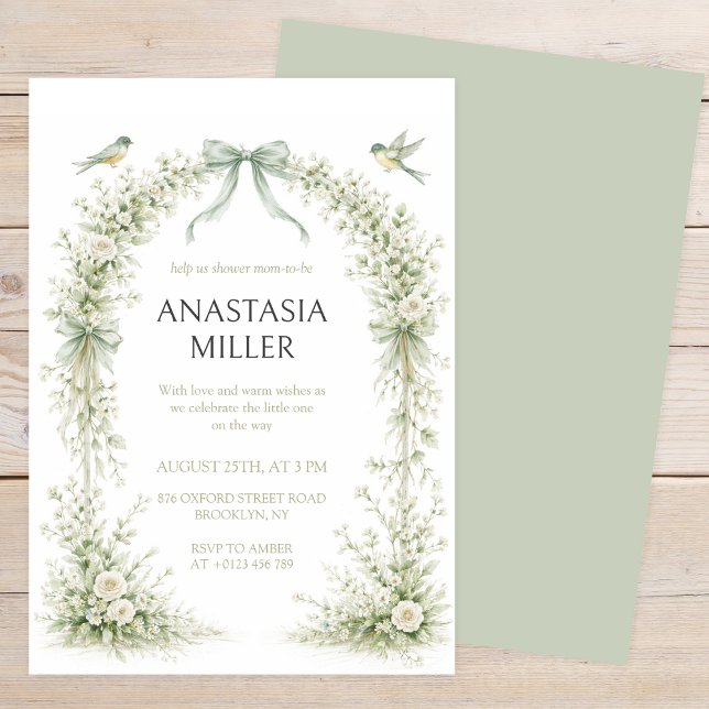 Sage Green Nesting Party Baby Shower Inbjudningar (Skapare uppladdad)