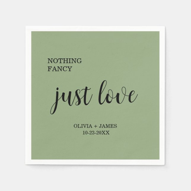 Sage Green Nothing Fancy Just Love Wedding   Pappersservett (Framsidan)