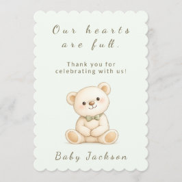 Sage Green Oh Boy Teddy Bear Baby Shower Tack Kort