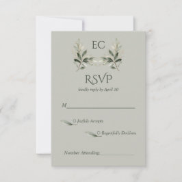 Sage Green Olive Branch Monogram Photo Wedding OSA Kort
