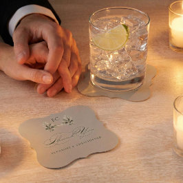 Sage Green Olive Branch Monogram Thank You Card Underlägg Papper