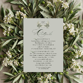 Sage Green Olive Branch Monogram Wedding Details  Tilläggskort