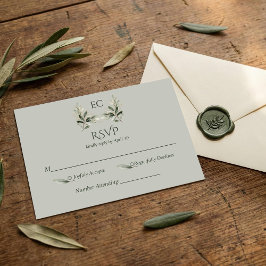 Sage Green Olive Branch Monogram Wedding OSA Kort