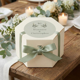 Sage Green Olive Branch Monogram Wedding  Runt Klistermärke