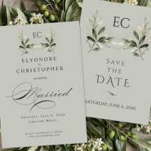 Sage Green Olive Branch Monogram Wedding